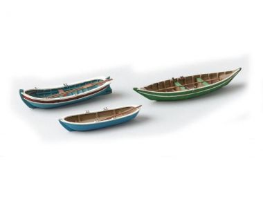 Ruderboote 3 Stück, 1:87 Fertigmodell aus Resin, lackiert