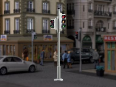 H0 Verkehrsampel mit Fußgängerampel und LEDs, 2 Stück