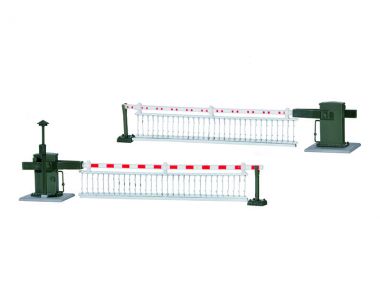 H0 Bahnschranke mit Behang, vollautomatisch, wie 5104, gespiegelt